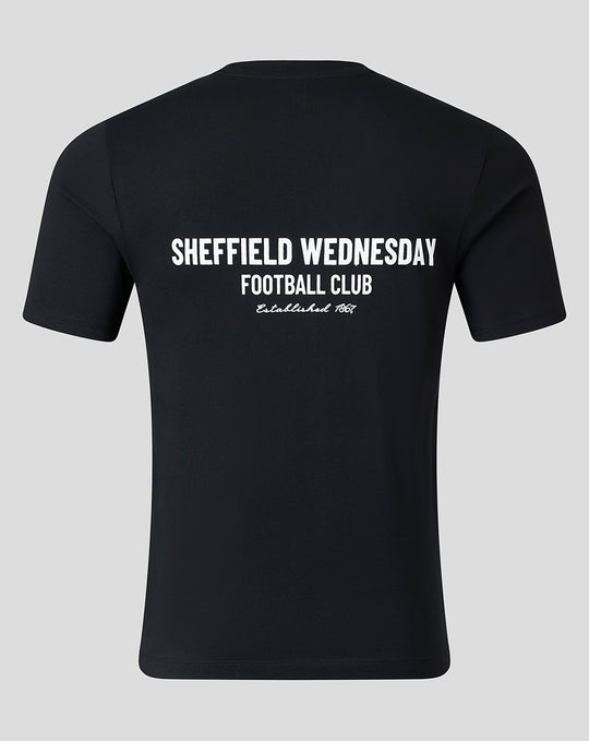 SHEFFIELD WEDNESDAY UNISEX SCRIPT T-SHIRT - BLACK