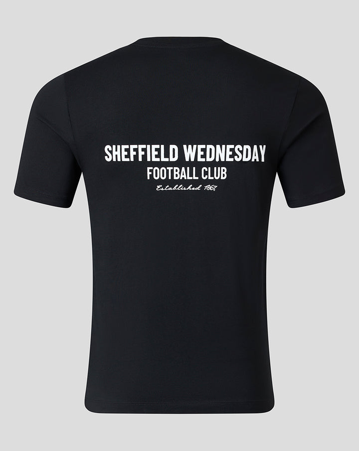 SHEFFIELD WEDNESDAY UNISEX SCRIPT T-SHIRT - BLACK