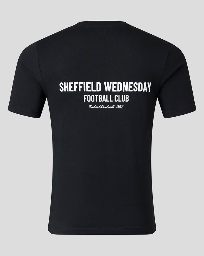 SHEFFIELD WEDNESDAY UNISEX SCRIPT T-SHIRT - BLACK