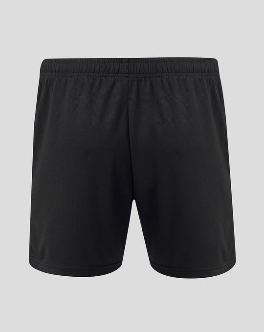 Back view of black Sheffield Wednesday junior home shorts with elastic waistband