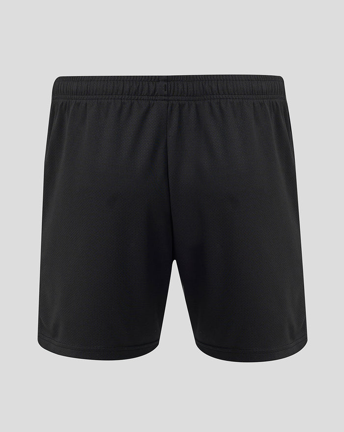 Back view of black Sheffield Wednesday junior home shorts with elastic waistband
