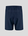 Back view of navy Sheffield Wednesday junior training shorts with elastic waistband and rear stitching panel