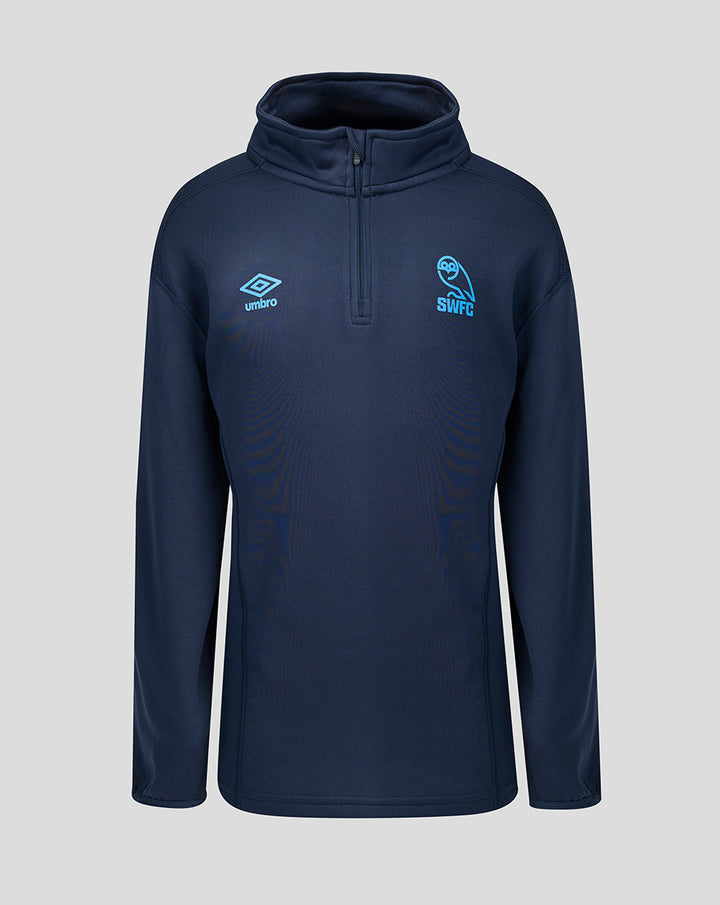 Navy training quarter zip top with Umbro logo on left chest and the SWFC crest on the right chest.