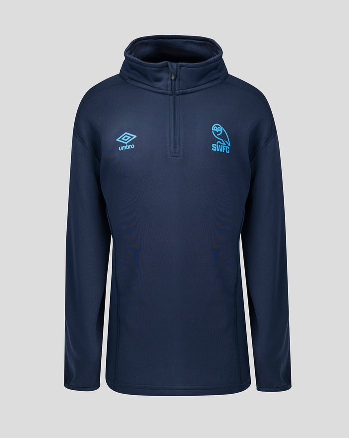Navy training quarter zip top with Umbro logo on left chest and the SWFC crest on the right chest.