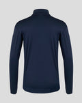 Back view of navy Sheffield Wednesday travel quarter zip jacket with stand collar