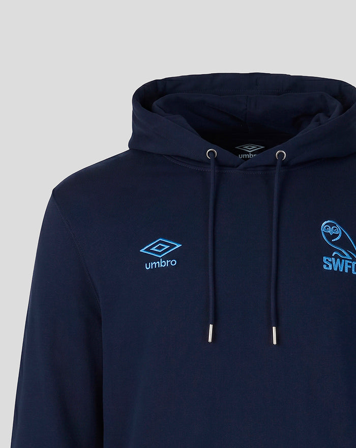 Navy unisex Sheffield Wednesday travel hoodie with Umbro logo and owl emblem on chest