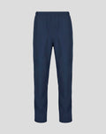 Front view of navy Sheffield Wednesday training pants with blue detailing and an elastic waistband