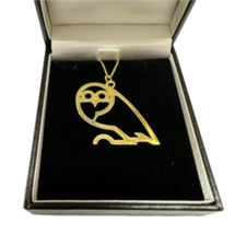 18CT Gold Plated On Silver Large Owl Pendant & Chain