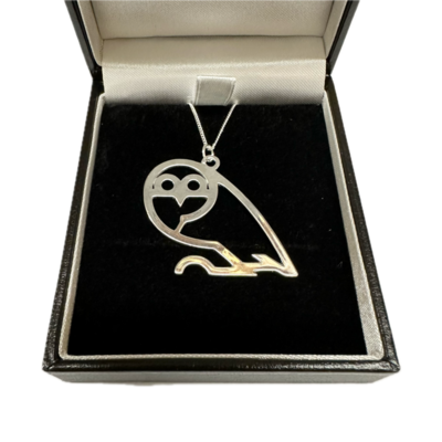 Sterling Silver Large Owl Pendant & Chain